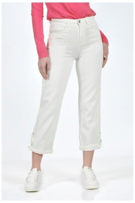 ΠΑΝΤΕΛΟΝΙ DENIM ΨΗΛΟΜΕΣΟ CROP ΜΕ ΓΥΡΙΣΜΑ